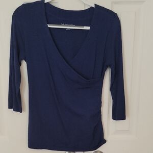 Soft Surroundings Deep Blue Wrap Blouse